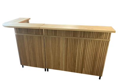 Aluminium Klapptheke Empfamgstheke Modultheke Eiche furniert Streifen