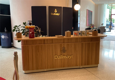 Aluminium Klapptheke Empfamgstheke Modultheke Eiche furniert Streifen