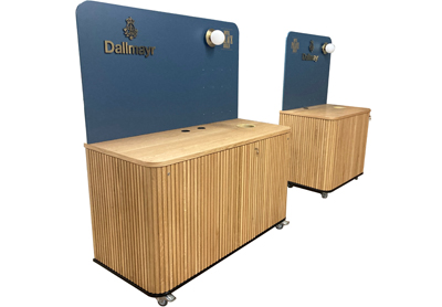 Aluminium Klapptheke Empfamgstheke Modultheke Eiche furniert Streifen